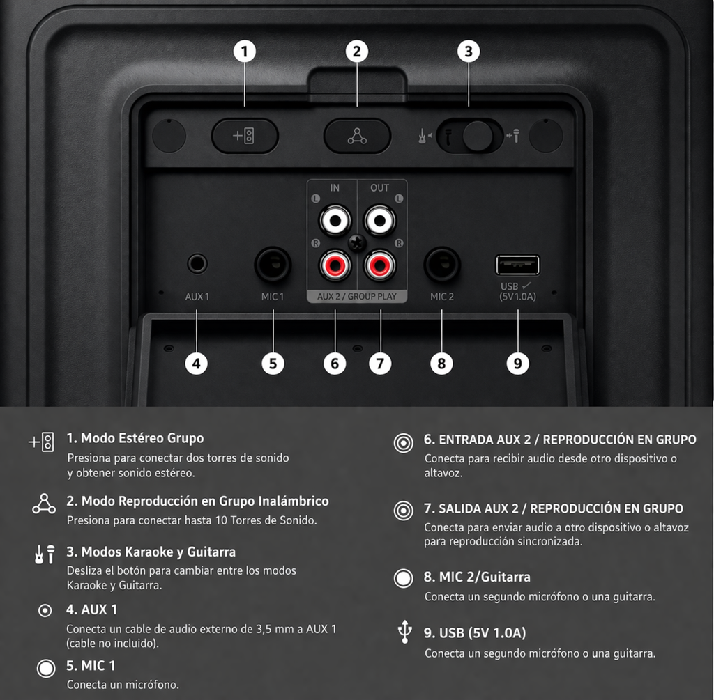 Samsung MX-ST50F Torre de Sonido 240W Parlante Portátil con Batería Integrada