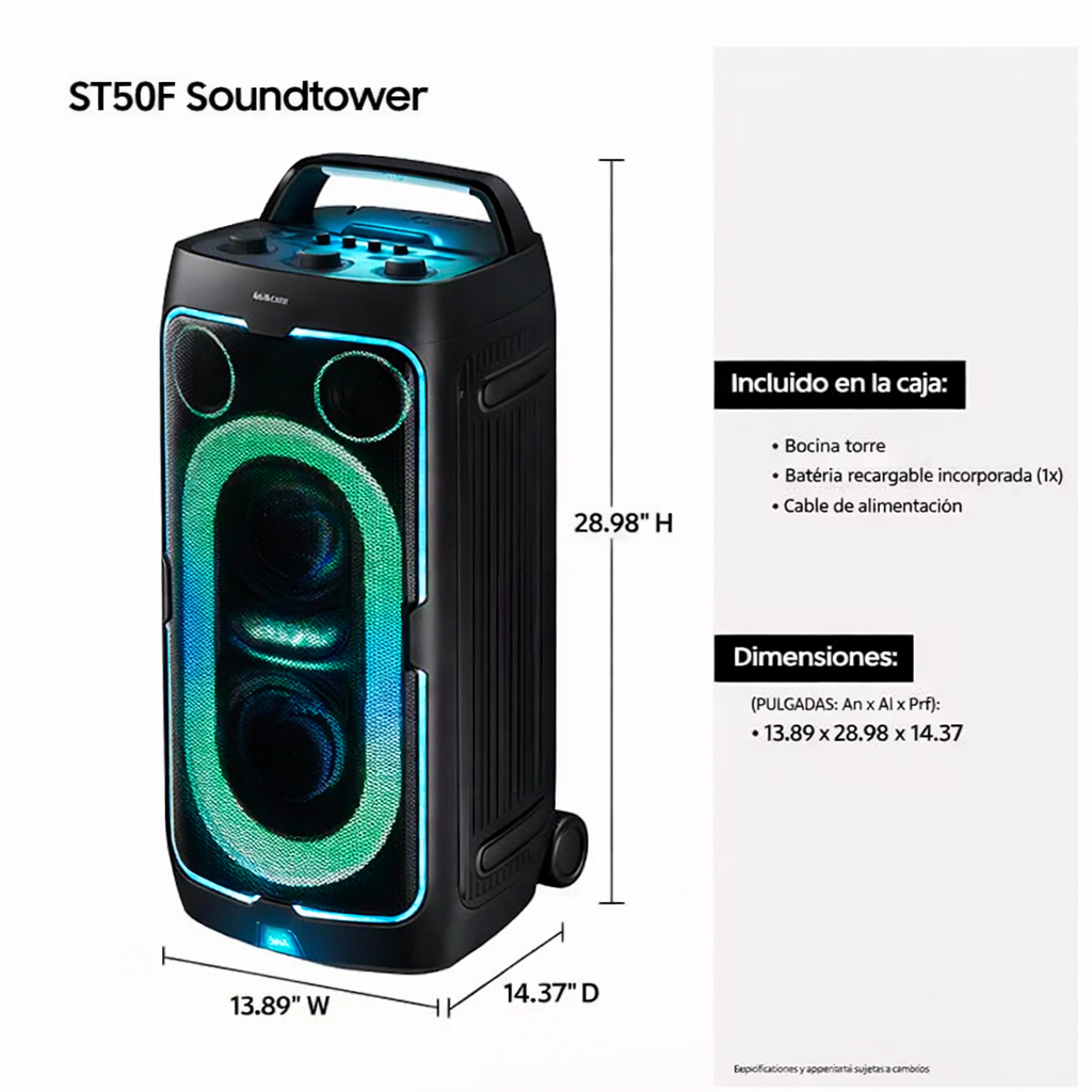 Samsung MX-ST50F Torre de Sonido 240W Parlante Portátil con Batería Integrada
